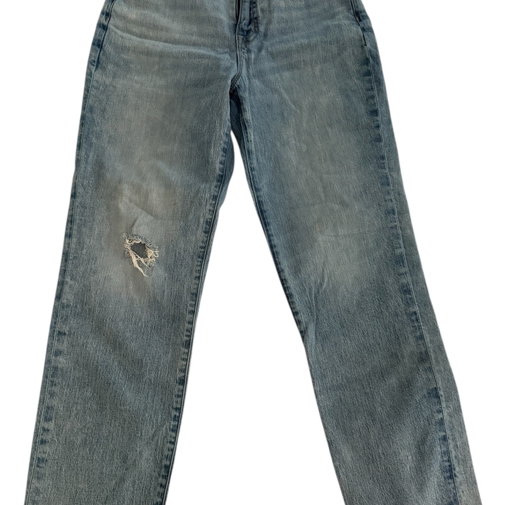 J. Crew Light Blue relaxed boyfriend straight Leg Jeans with Knee Rip